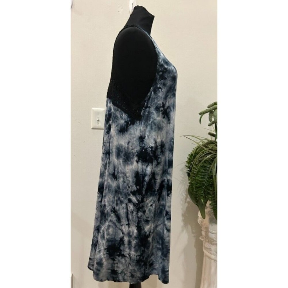 NWT Lane Bryant Women's Blue Tie Dye Crochet Tank Dress Stretch Dress Size 18/20 - Picture 2 of 6
